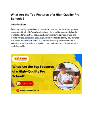 What Are the Top Features of a High-Quality Pre Schools_