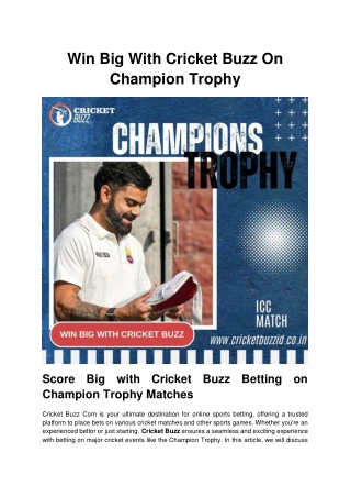 Win Big With Cricket Buzz On Champion Trophy