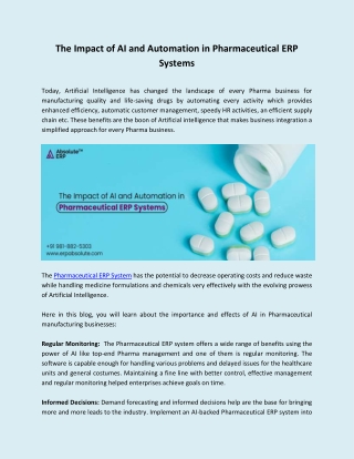 the impact of ai and automation in pharmaceutical