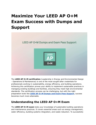 maximize your leed ap o m exam success with dumps