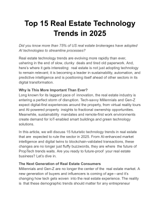 Top 15 Real Estate Technology Trends in 2025