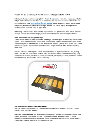 Portable Roll Out Speed Hump