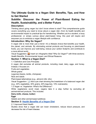 The Ultimate Guide to a Vegan Diet_ Benefits, Tips, and How to Get Started