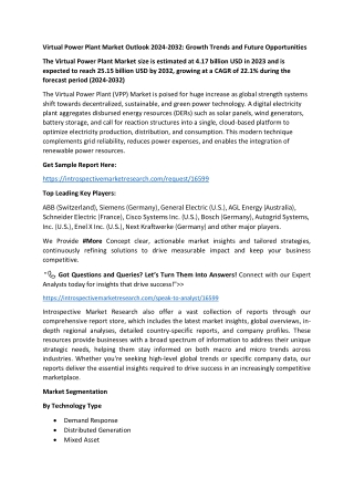 Virtual Power Plant Market Outlook 2024-2032: Growth Trends and Future Opportuni