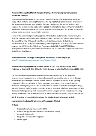 Peripheral Neuropathy Market Outlook: The Impact of Emerging Technologies and In