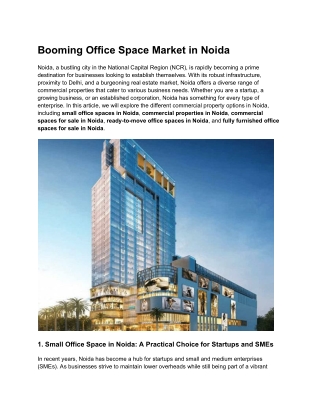 Booming Office Space Market in Noida.