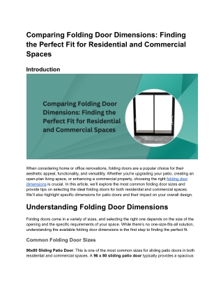 comparing folding door dimensions finding
