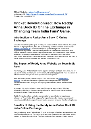 Reddy Anna Book ID