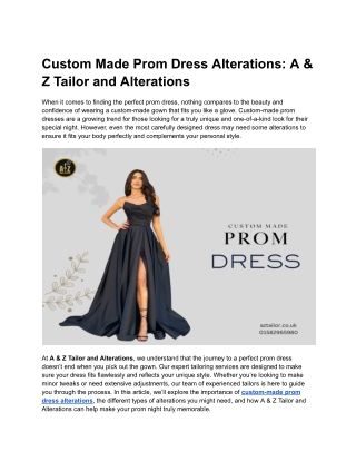 Custom Made Prom Dress Alterations