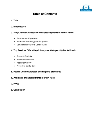 table of contents