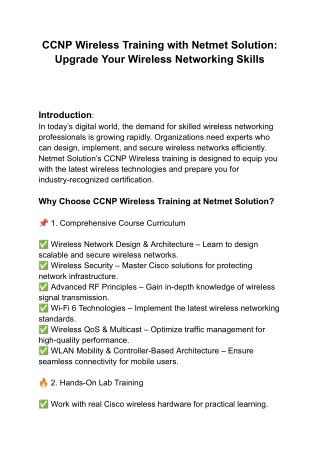 ccnp wireless training with netmet solution