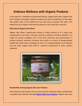 Embrace Wellness with Organic Products