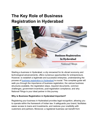 the key role of business registration in hyderabad
