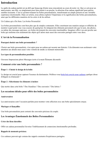 “Un Cadeau qui a Du Sens: Les boites Personalizé.”