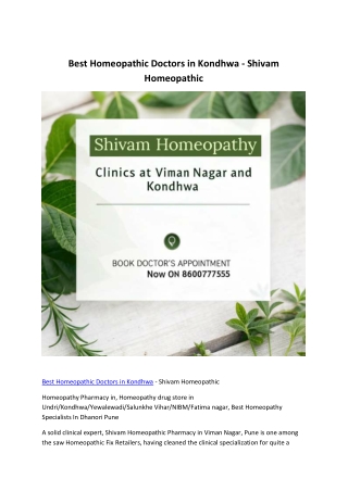 best homeopathic doctors in kondhwa shivam