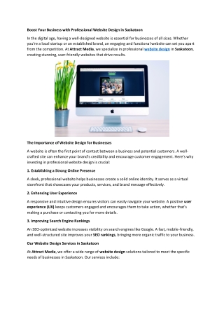 Boost Your Business with Professional Website Design in Saskatoon