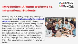 introduction a warm welcome to international