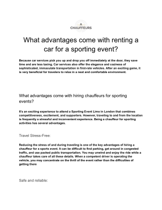 What advantages come with renting a car for a sporting event (1) (1)