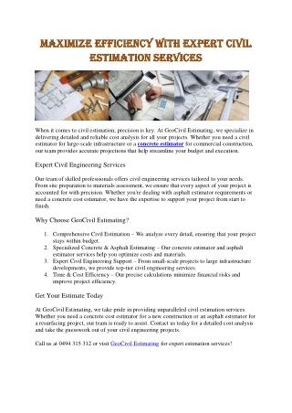maximize efficiency with expert civil maximize