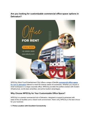 Are you looking for customizable commercial office space options in Dehradun?
