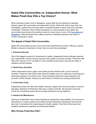 Gated Villa Communities vs. Independent Homes_ What Makes Preeti Iksa Ville a Top Choice_