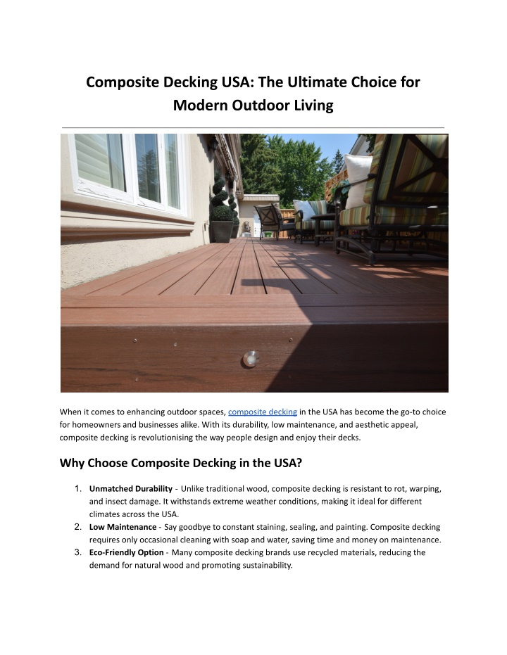 composite decking usa the ultimate choice