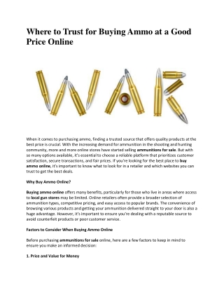 Where to Trust for Buying Ammo at a Good Price Online