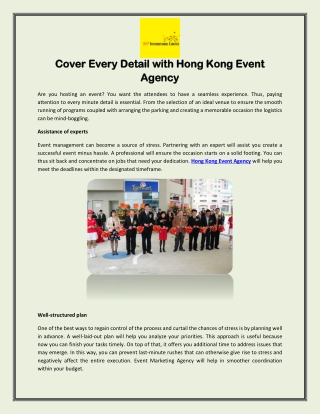Cover Every Detail with Hong Kong Event Agency
