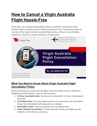 how to cancel a virgin australia flight hassle