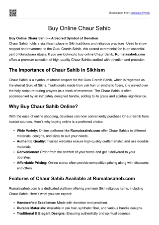 Buy Online Chaur Sahib