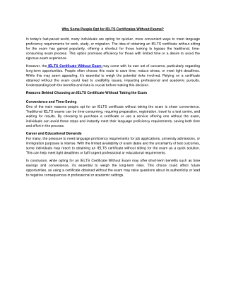 Why Some People Opt for IELTS Certificates Without Exams?