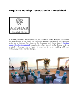 Exquisite Mandap Decoration in Ahmedabad