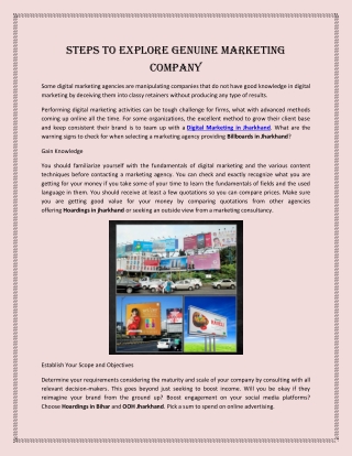 steps to explore genuine marketing company