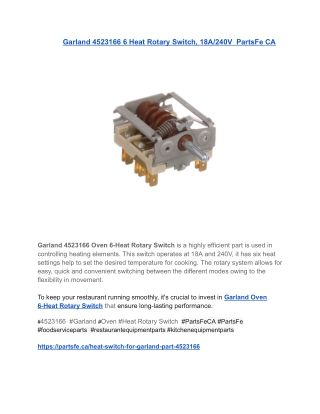 Garland 4523166 6 Heat Rotary Switch, 18A_240V  PartsFe CA