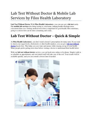 lab test without doctor mobile lab services