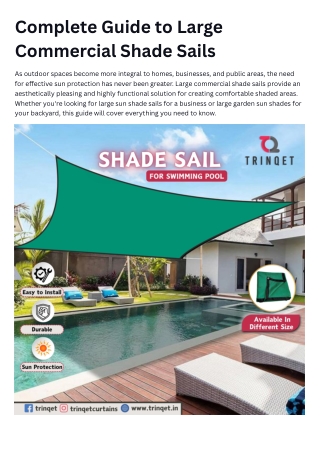 Complete Guide to Large Commercial Shade Sails