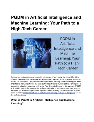 PGDM in Artificial Intelligence and Machine Learning_ Your Path to a High-Tech Career