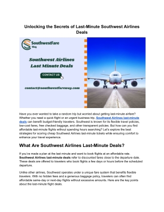 Tips for Booking Last Minute Flights with Southwest Airlines