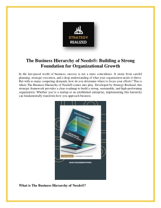 the business hierarchy of needs building a strong