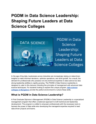 PGDM in Data Science Leadership_ Shaping Future Leaders at Data Science Colleges