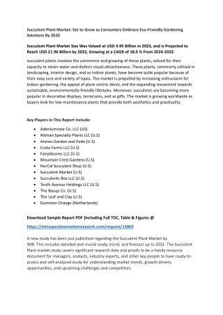 Succulent Plant Market - Global Size, Share & Industry Trends