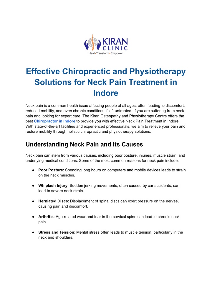 effective chiropractic and physiotherapy