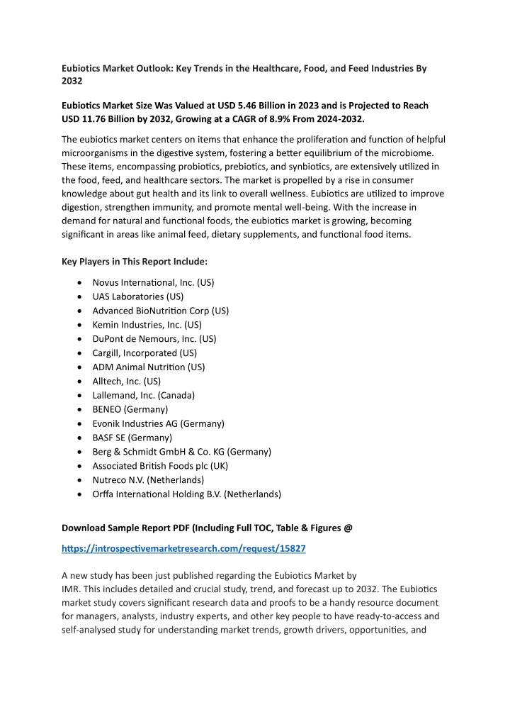 eubiotics market outlook key trends