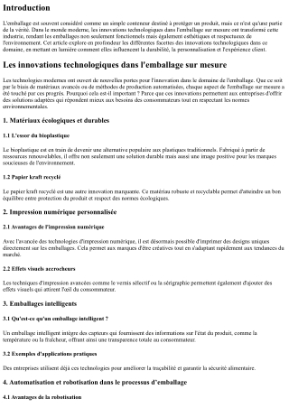 Les innovations technologiques dans l'emballage sur mesure