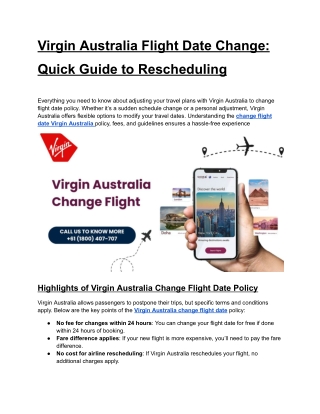 virgin australia flight date change
