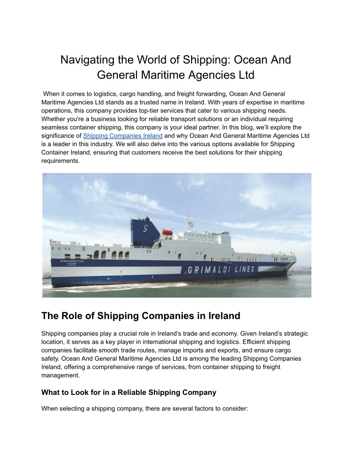 navigating the world of shipping ocean