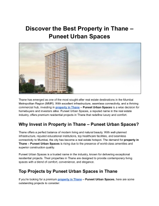 discover the best property in thane puneet urban