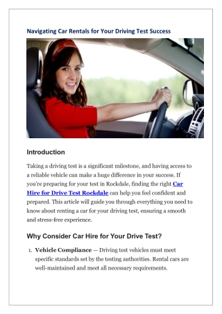 navigating car rentals for your driving test