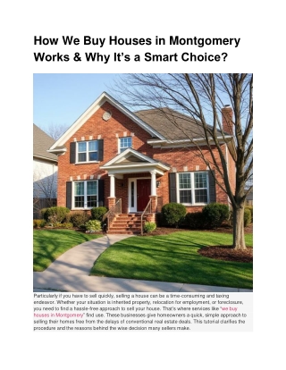 how we buy houses in montgomery works