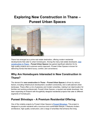 exploring new construction in thane puneet urban